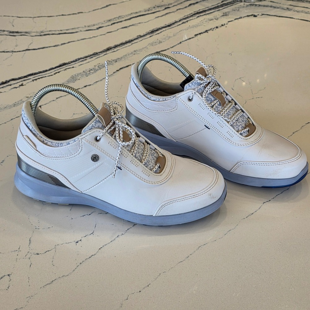 FootJoy Stratos Golf Shoes White Leather Spikeless waterproof Women size 8.5